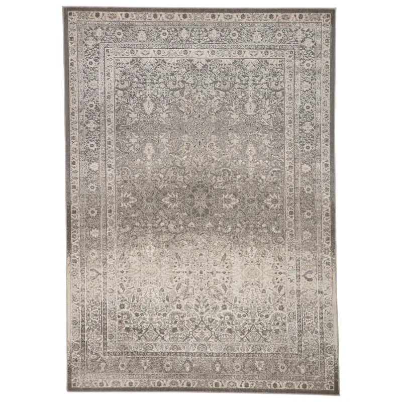 Sinclaire Vibe by  Safiyya Oriental Gray/ White Area Rug (6'7"X9'6")