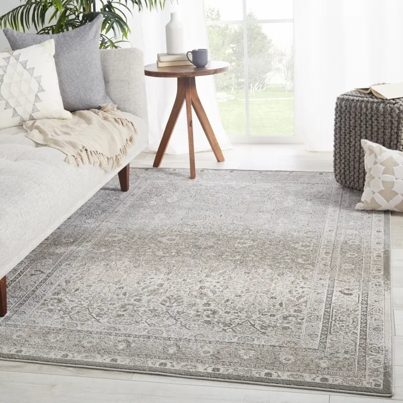 Sinclaire Vibe by  Safiyya Oriental Gray/ White Area Rug (6'7"X9'6")