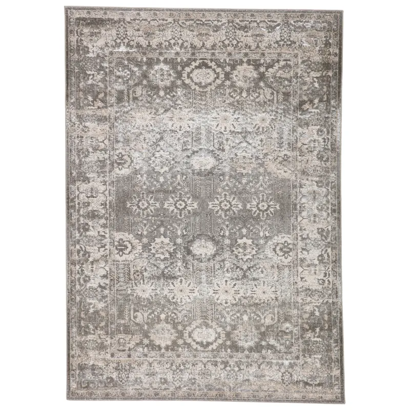 Sinclaire Vibe by  Valente Oriental Gray/ White Area Rug (5'X7'6")