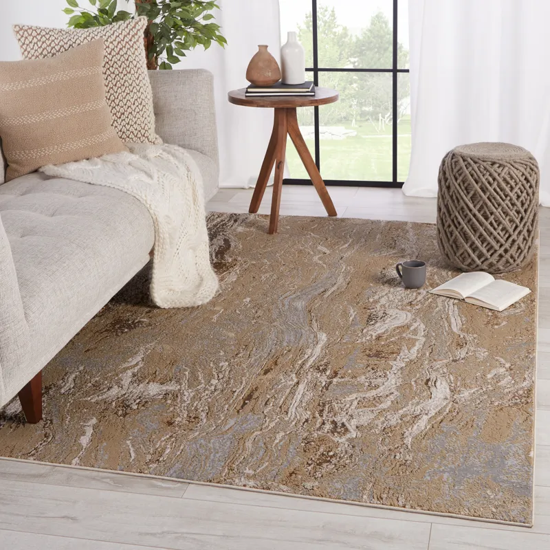 Sinclaire Vibe by  Druzy Abstract Gold/ Gray Area Rug (9'6"X13')