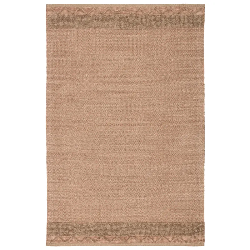 Somerset Curran Natural Border Pink/ Tan Area Rug (5'X8')
