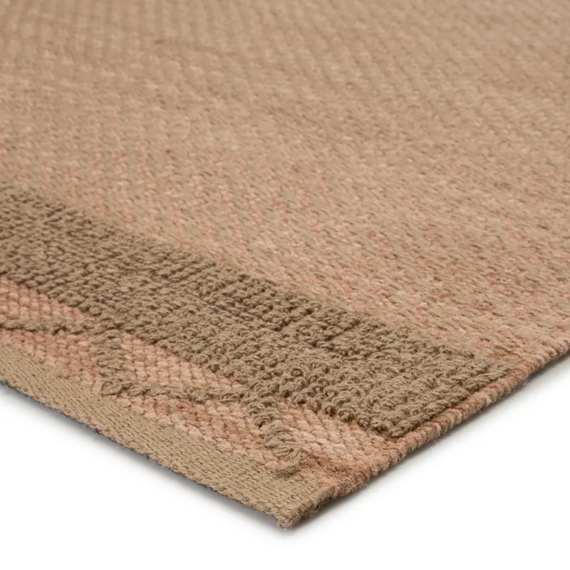 Somerset Curran Natural Border Pink/ Tan Area Rug (5'X8')