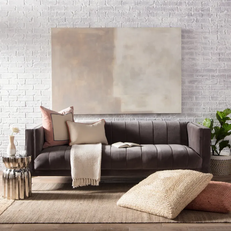 Somerset Curran Natural Border Gray/ Tan Area Rug (10'X14')