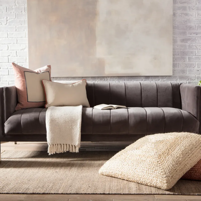 Somerset Curran Natural Border Gray/ Tan Area Rug (10'X14')