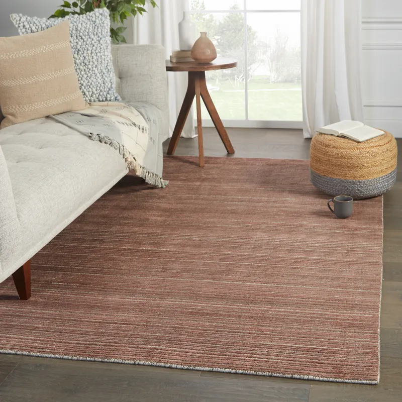 Second Sunset Gradient Handwoven Solid Red/ Brown Area Rug (10'X14')