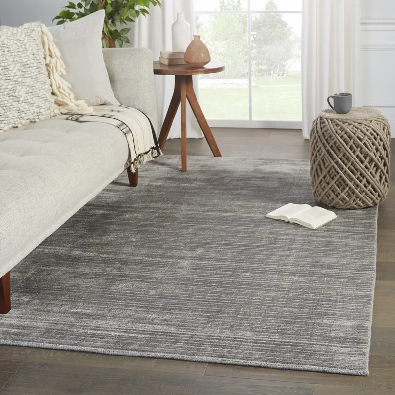 Second Sunset Gradient Handwoven Solid Gray/ Silver Area Rug (10'X14')