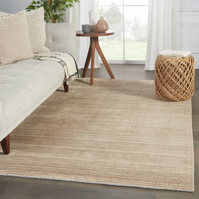 Second Sunset Gradient Handwoven Solid Tan/ Beige Area Rug (10'X14')