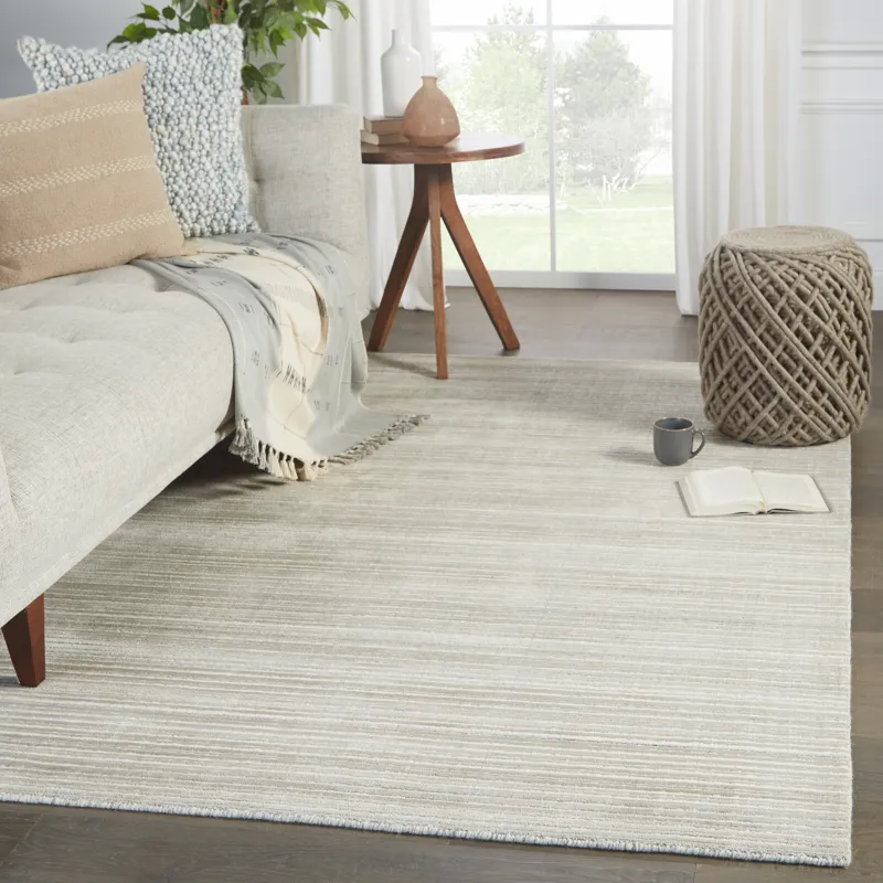Second Sunset Gradient Handwoven Solid Gray/ Light Taupe Area Rug (10'X14')