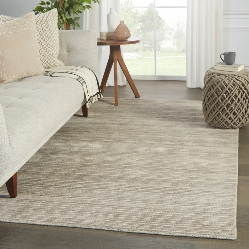 Second Sunset Gradient Handwoven Solid Light Taupe/ Gray Area Rug (10'X14')
