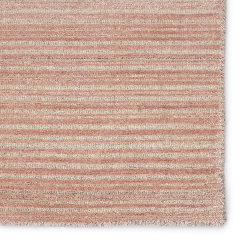 Second Sunset Gradient Handwoven Solid Pink/ Cream Area Rug (10'X14')