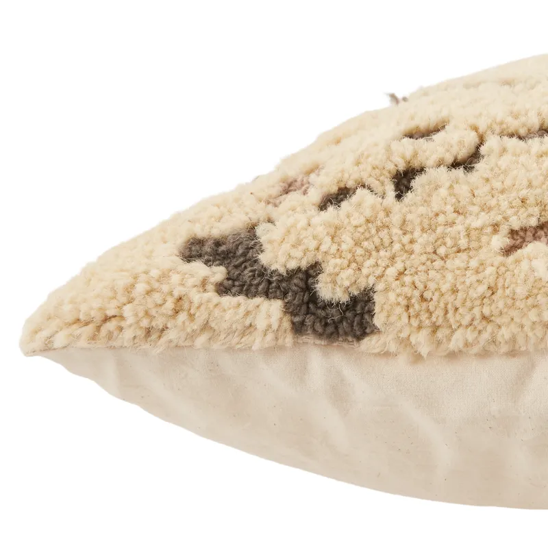 Soul Trek Vibe by  Sidda Cream/ Dark Gray Tribal Down Throw Pillow 18 inch