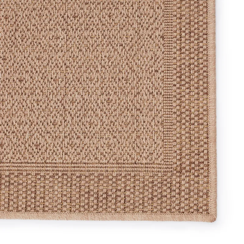 Tahiti Vibe by  Maeva Indoor/ Outdoor Border Beige Area Rug (10'X14')