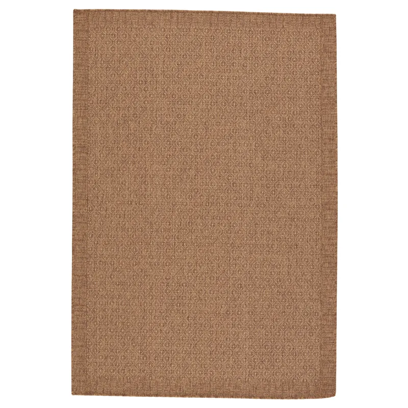 Tahiti Vibe by  Maeva Indoor/ Outdoor Border Light Brown Area Rug (2'X3')