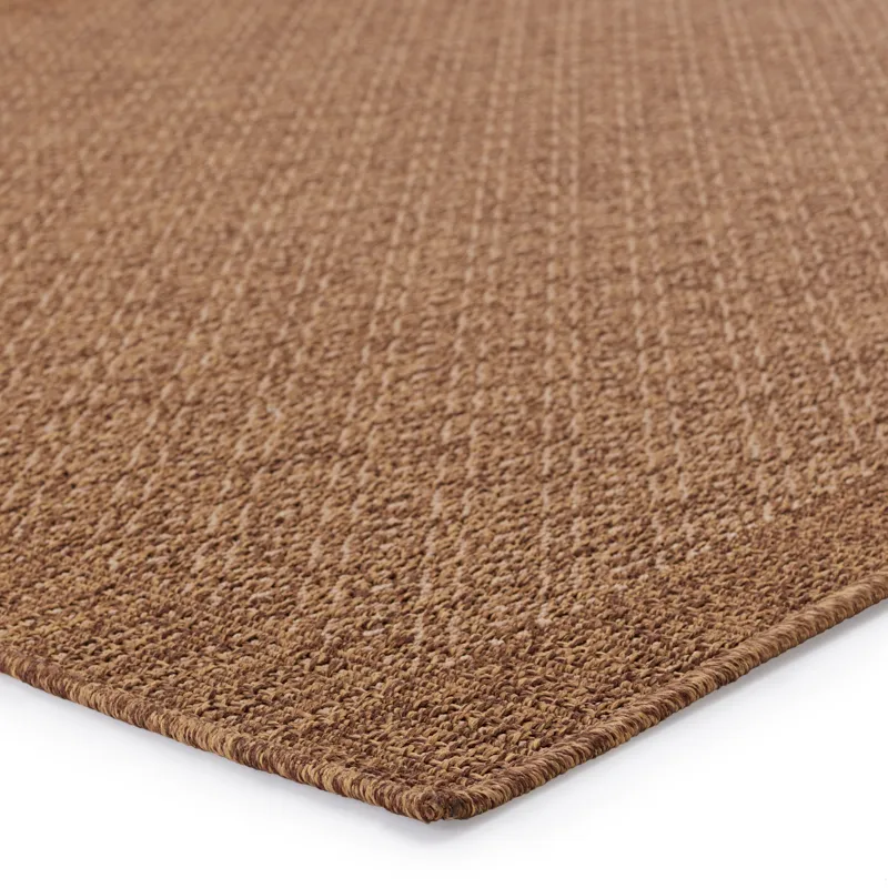 Tahiti Vibe by  Maeva Indoor/ Outdoor Border Light Brown Area Rug (2'X3')