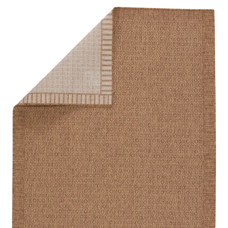 Tahiti Vibe by  Maeva Indoor/ Outdoor Border Light Brown Area Rug (2'X3')