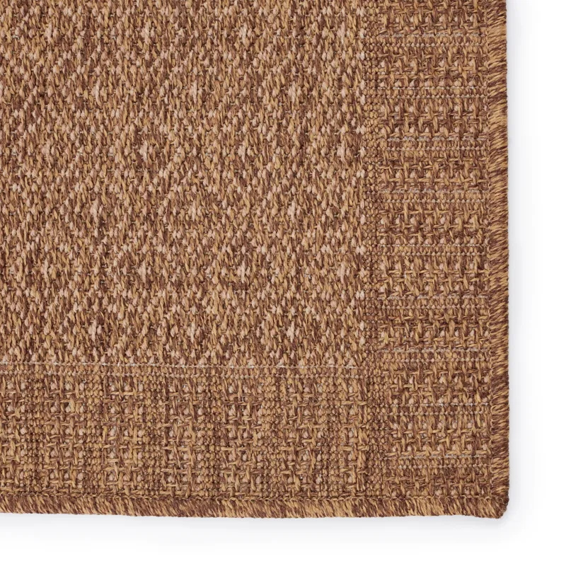 Tahiti Vibe by  Maeva Indoor/ Outdoor Border Light Brown Area Rug (2'X3')