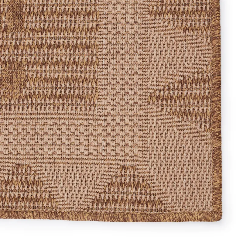 Tahiti Vibe by  Akamai Indoor/ Outdoor Border Beige/ Light Brown Runner Rug (2'6"X8')