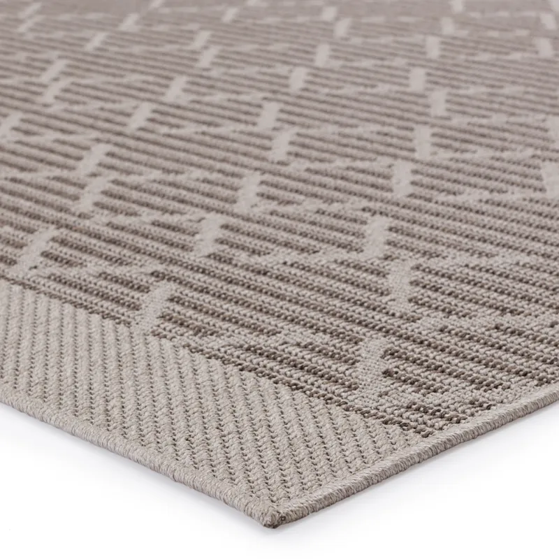 Tahiti Vibe by  Motu Indoor/ Outdoor Trellis Gray/ Taupe Area Rug (4'X6')