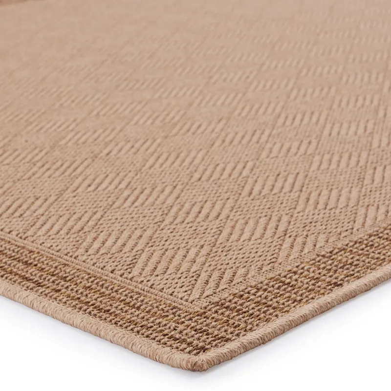 Tahiti Vibe by  Pareu Indoor/ Outdoor Border Beige/ Light Brown Runner Rug (2'6"X8')