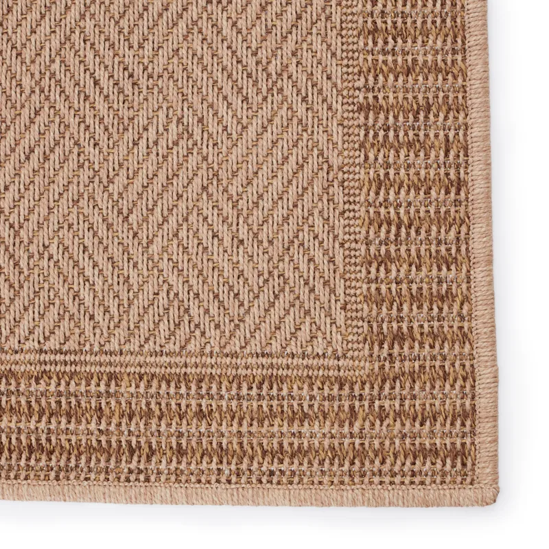 Tahiti Vibe by  Pareu Indoor/ Outdoor Border Beige/ Light Brown Runner Rug (2'6"X8')