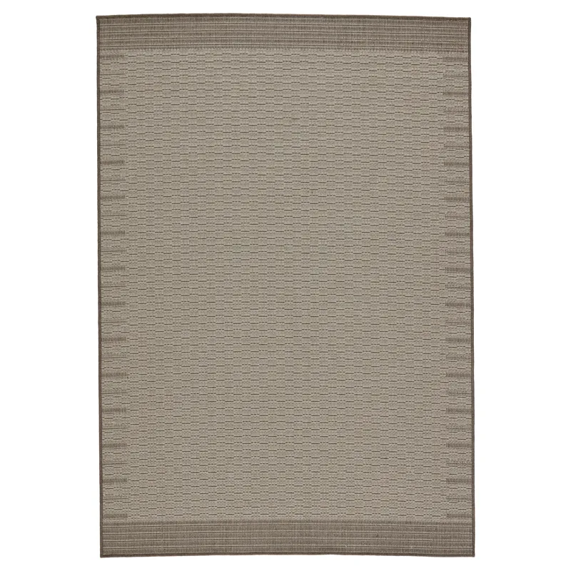 Tahiti Vibe by  Poerava Indoor/ Outdoor Border Gray/ Taupe Area Rug (5'3"X7'6")