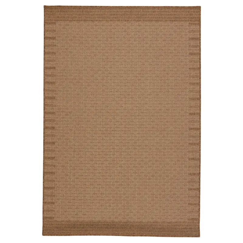 Tahiti Vibe by  Poerava Indoor/ Outdoor Border Beige/ Light Brown Area Rug (2'X3')