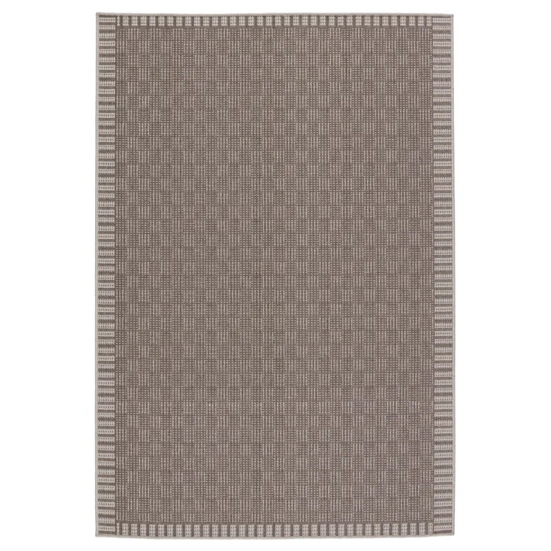 Tahiti Vibe by  Iti Indoor/ Outdoor Border Taupe/ Gray Area Rug (9'X12')