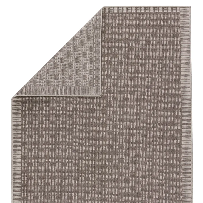 Tahiti Vibe by  Iti Indoor/ Outdoor Border Taupe/ Gray Area Rug (9'X12')