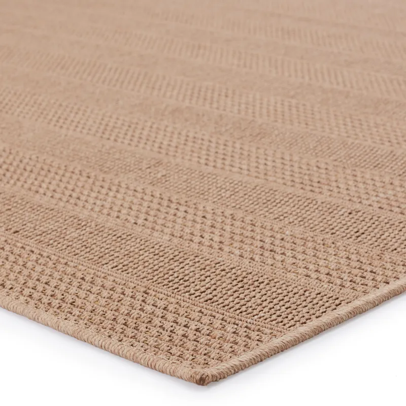 Tahiti Vibe by  Avae Indoor/ Outdoor Striped Beige/ Light Brown Area Rug (8'X10')