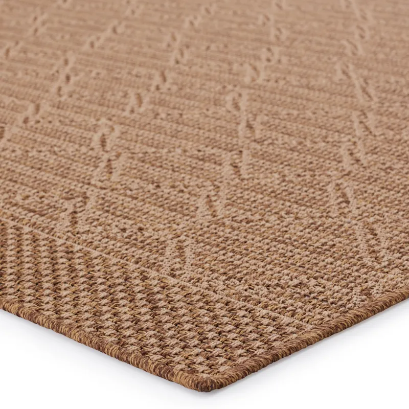 Tahiti Vibe by  Motu Indoor/ Outdoor Trellis Light Brown/ Beige Area Rug (9'X12')