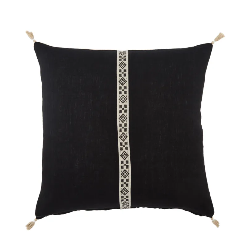 Taiga Loma Tribal Black/ Ivory Down Throw Pillow 22 inch