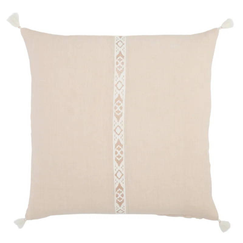 Taiga Joya Tribal Blush/ Ivory Poly Throw Pillow 22 inch