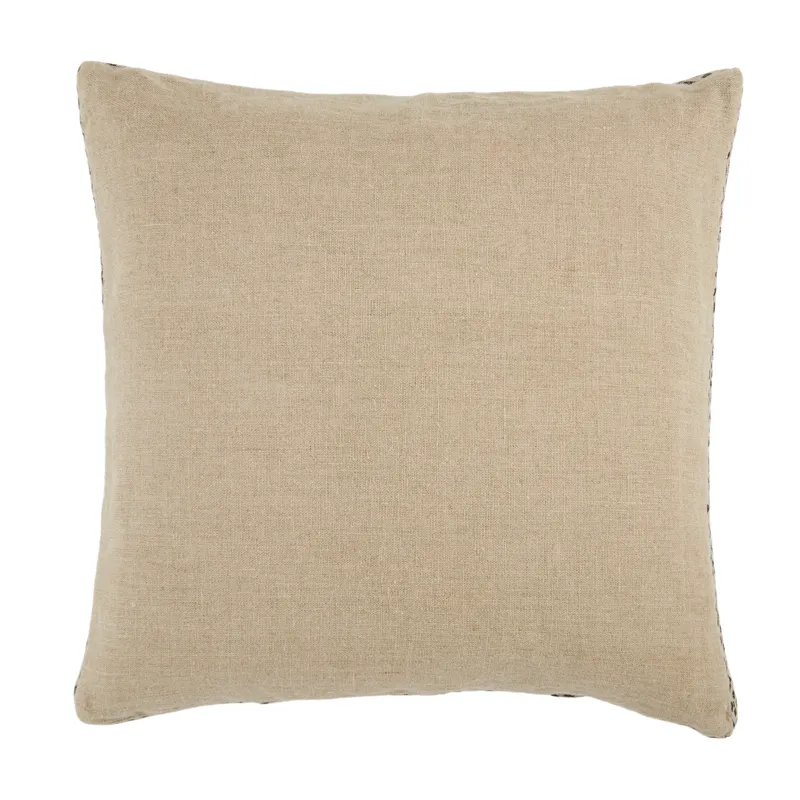 Taiga Seti Border Beige/ Dark Gray Down Throw Pillow 24 inch