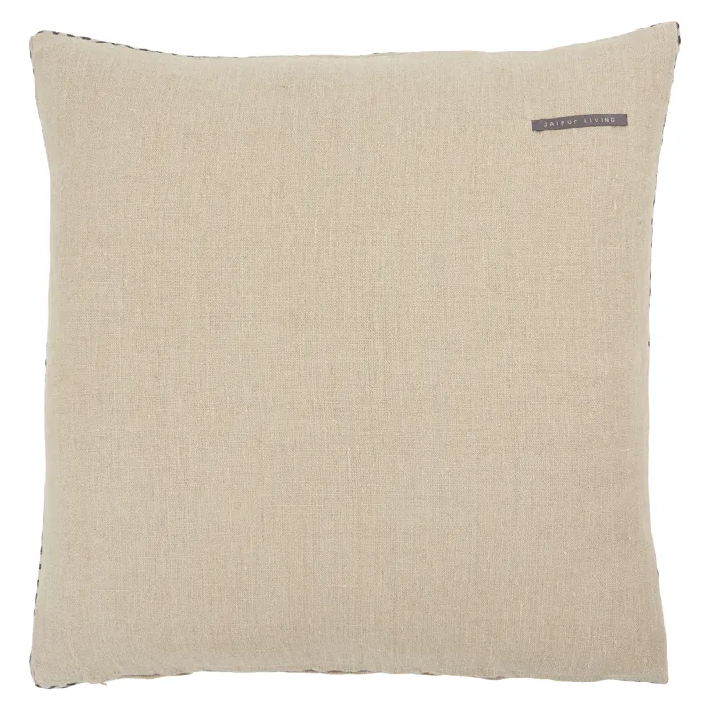 Taiga Seti Border Beige/ Dark Gray Down Throw Pillow 24 inch