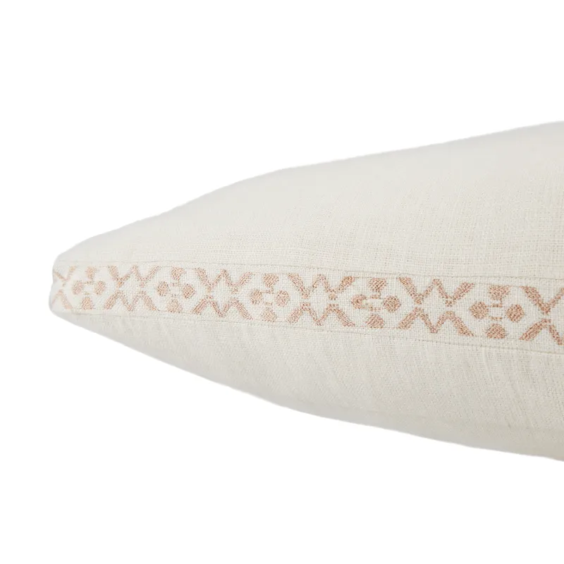 Taiga Seti Border Ivory/ Blush Poly Throw Pillow 24 inch