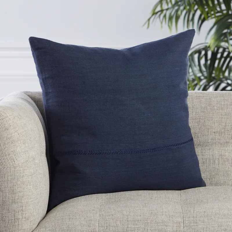 Taiga Ortiz Solid Dark Blue Down Throw Pillow 22 inch