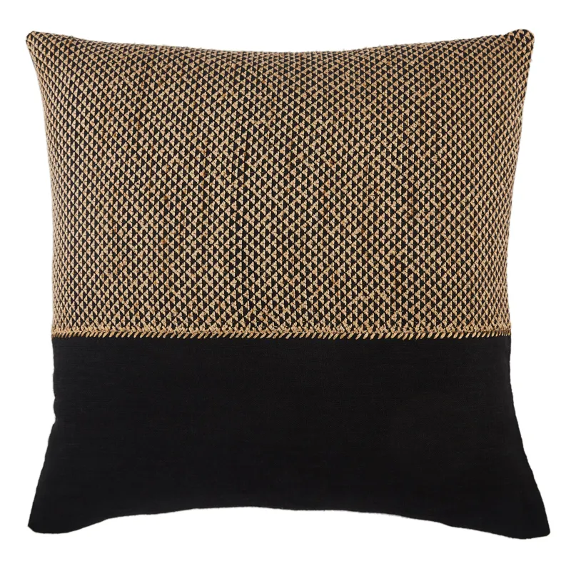 Taiga Sila Geometric Light Tan/ Black Down Throw Pillow 22 inch