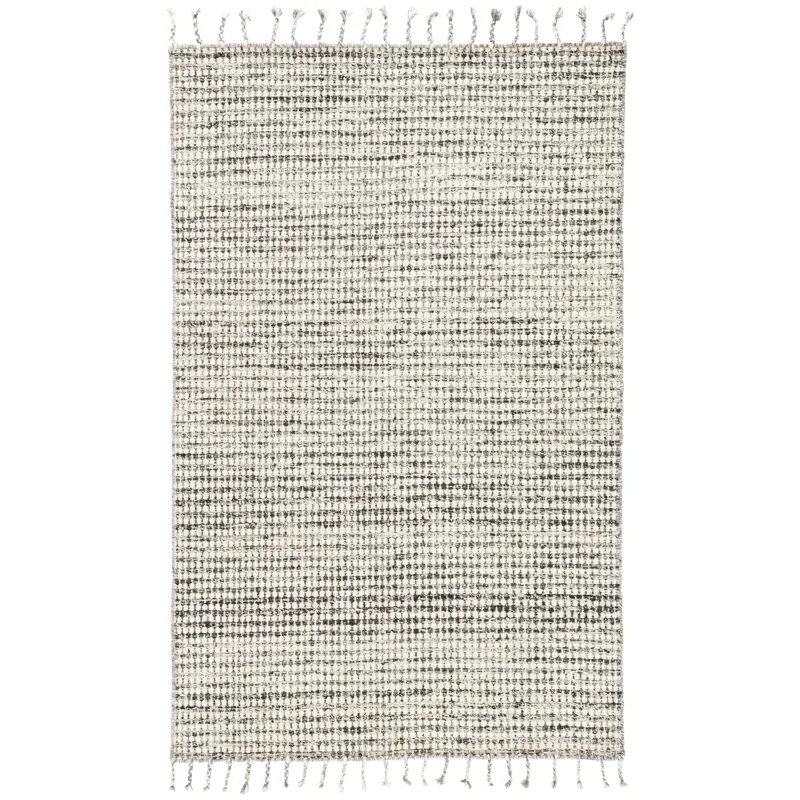 Tamil Perkins Handmade Dot Ivory/ Black Area Rug (5'X8')