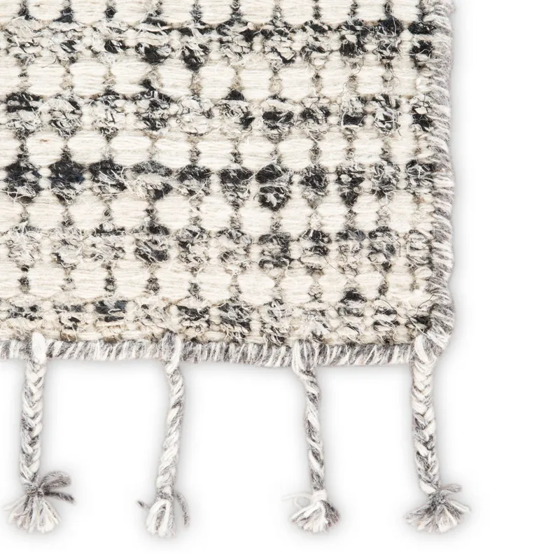 Tamil Perkins Handmade Dot Ivory/ Black Area Rug (5'X8')