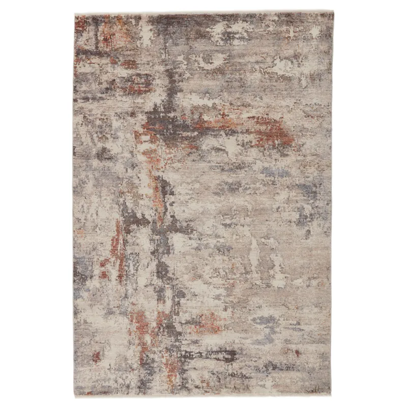 Terra Vibe by  Heath Abstract Gray/ Red Area Rug (5'3"X7'10")