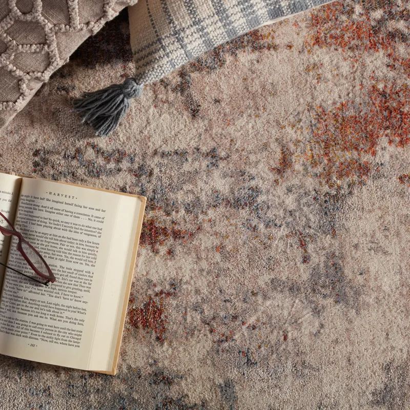 Terra Vibe by  Heath Abstract Gray/ Red Area Rug (5'3"X7'10")