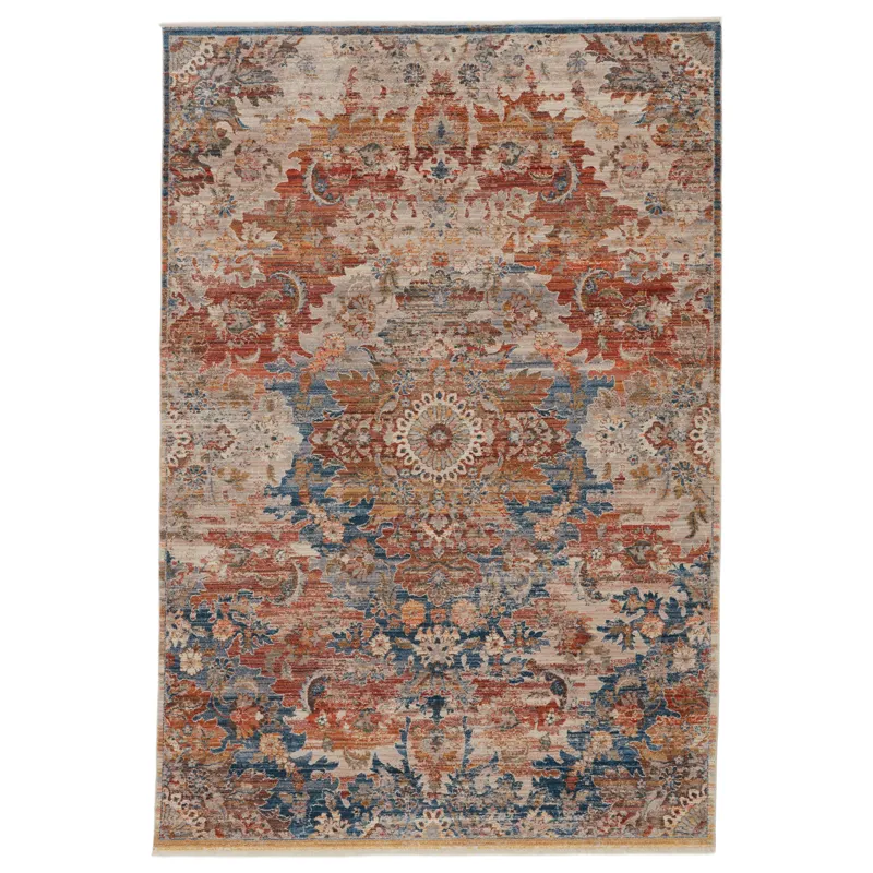Terra Vibe by  Jemsa Medallion Blue/ Orange Runner Rug (2'9"X8')