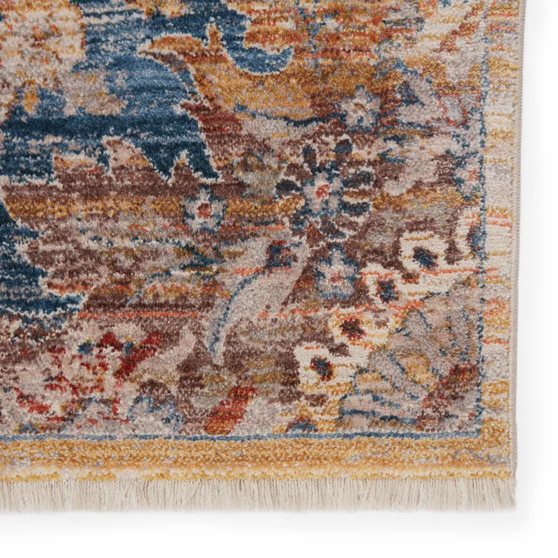 Terra Vibe by  Jemsa Medallion Blue/ Orange Runner Rug (2'9"X8')
