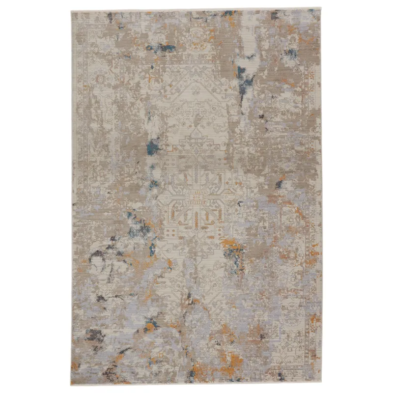 Tunderra Vibe by  Hammon Abstract Gray/ Gold Area Rug (7'10"X10'10")