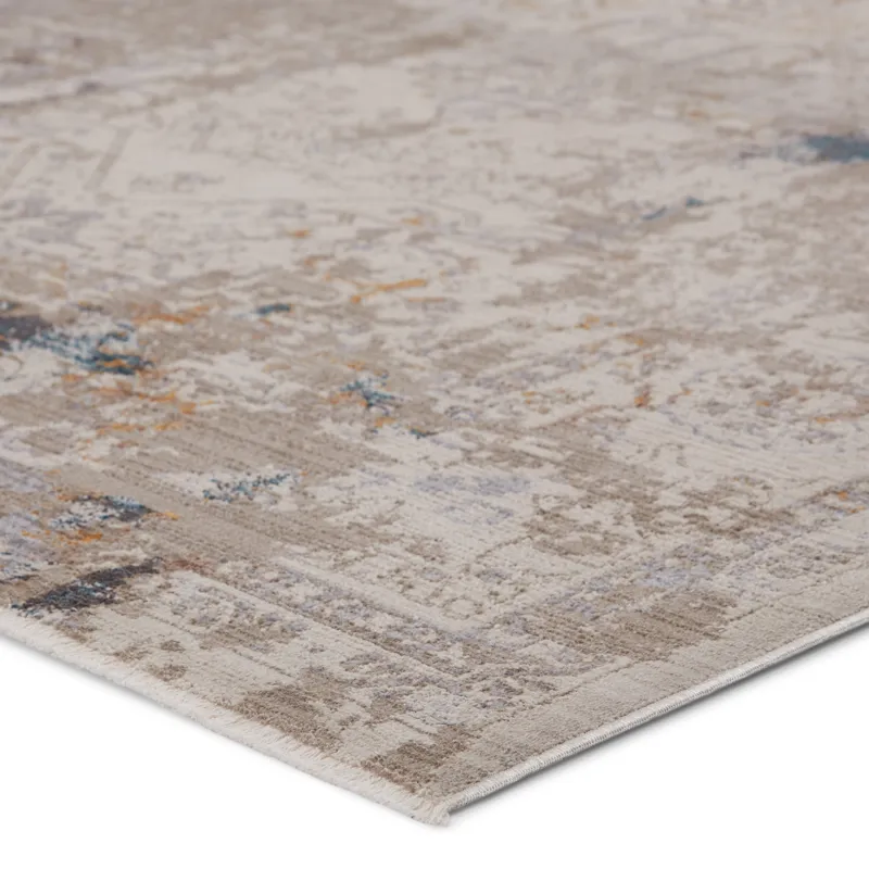 Tunderra Vibe by  Hammon Abstract Gray/ Gold Area Rug (7'10"X10'10")