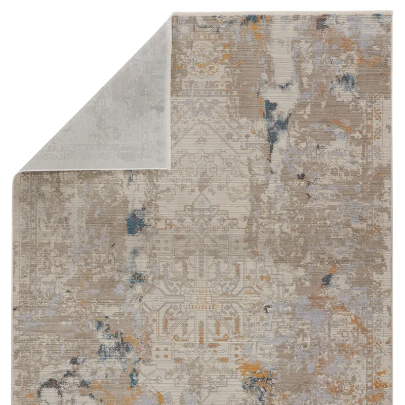 Tunderra Vibe by  Hammon Abstract Gray/ Gold Area Rug (7'10"X10'10")