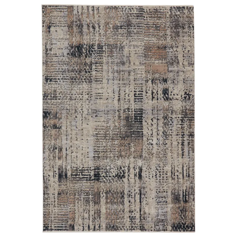 Tunderra Vibe by  Damek Abstract Gray/ Taupe Area Rug (5'3"X7'6")
