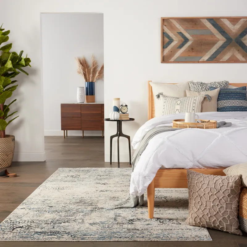 Tunderra Vibe by  Halston Abstract Gray/ Blue Area Rug (8'10"X12'7")