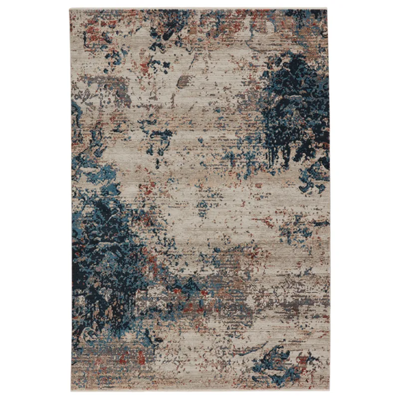 Tunderra Vibe by  Terrior Abstract Blue/ Red Area Rug (8'10"X12'7")