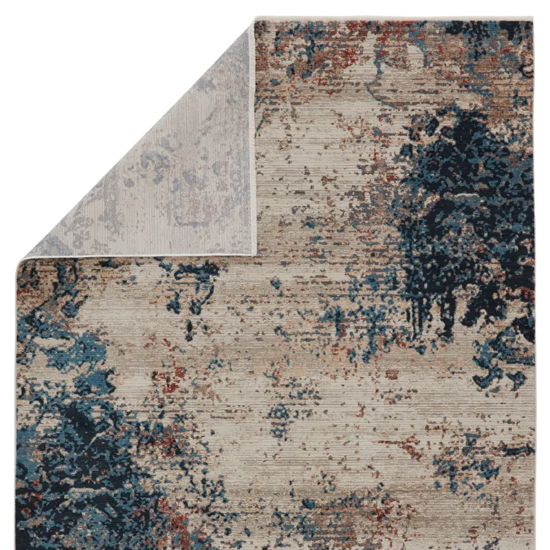 Tunderra Vibe by  Terrior Abstract Blue/ Red Area Rug (8'10"X12'7")
